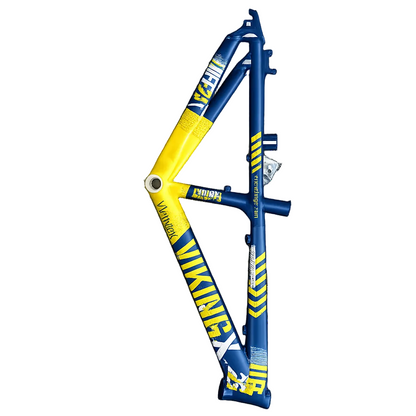Cuadro de bicicleta Viking aluminio, color Azul-Amarillo-Blanco - Cleta House