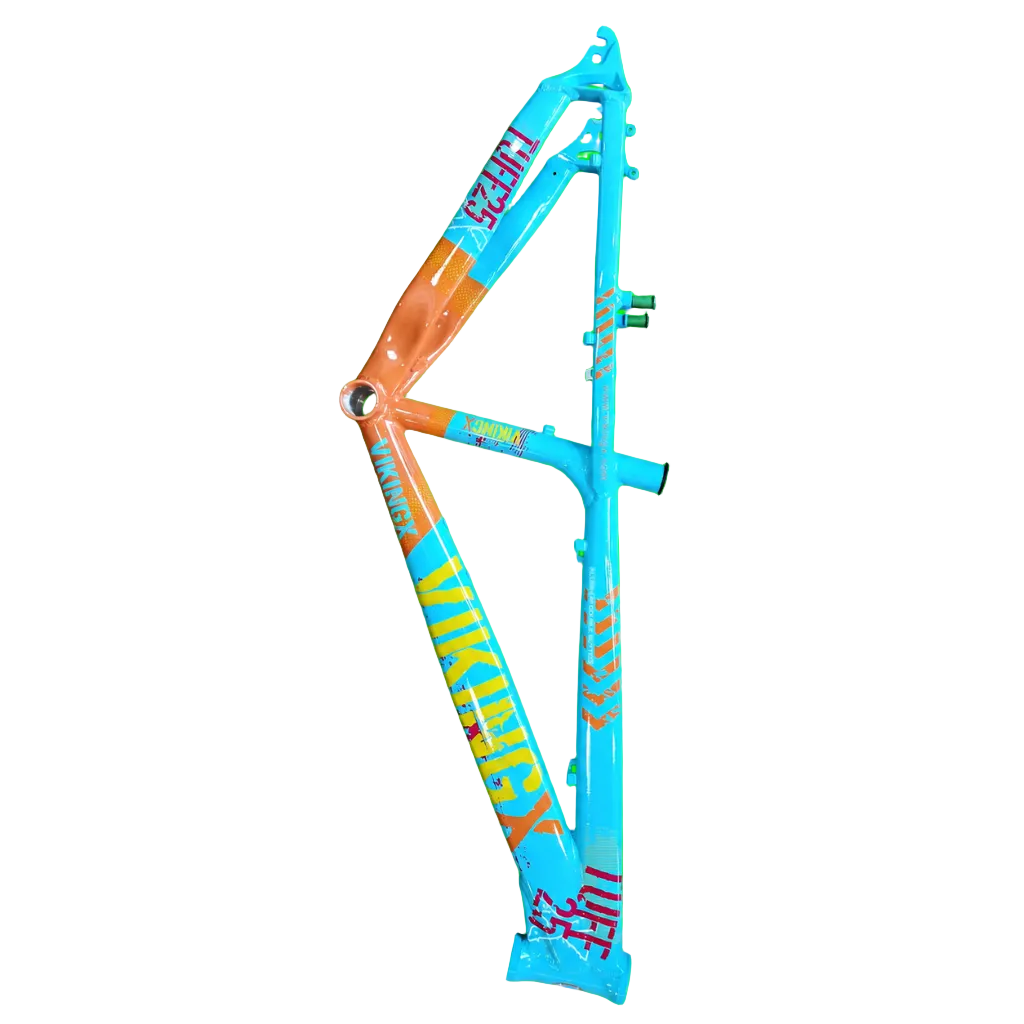 Cuadro de bicicleta Viking aluminio, color Turquesa-Beige-Amarillo-Rojo - Cleta House