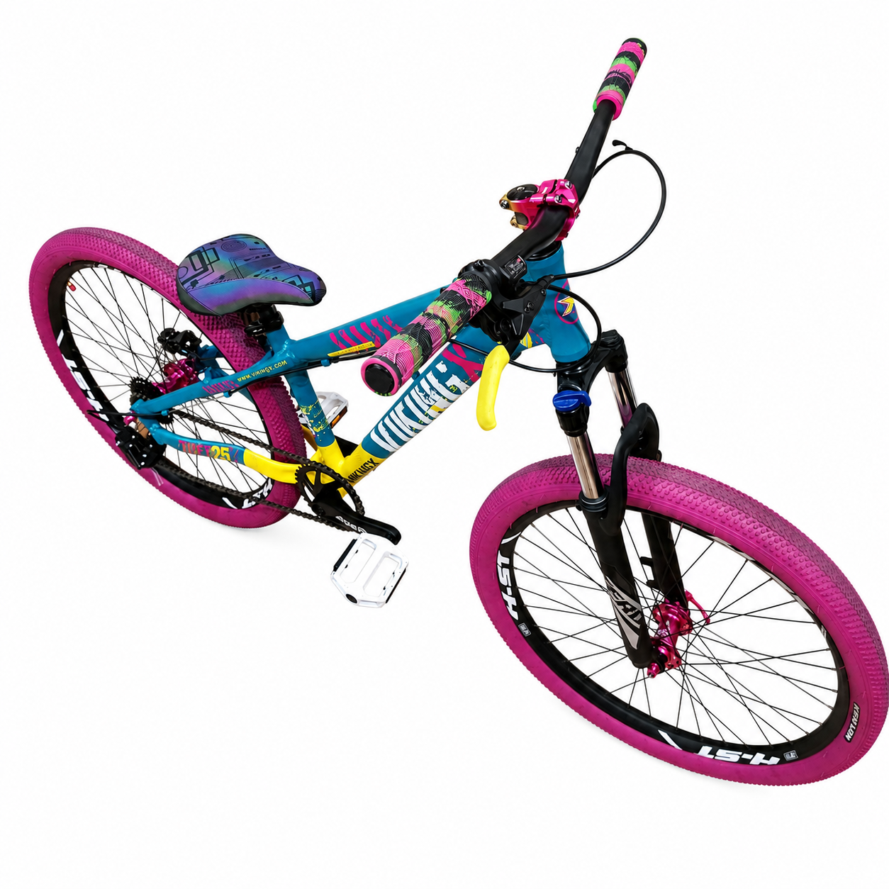 Bicicleta Viking Turquesa Amarillo Blanco Rosa 7V con Frenos Hidráulicos Nutt
