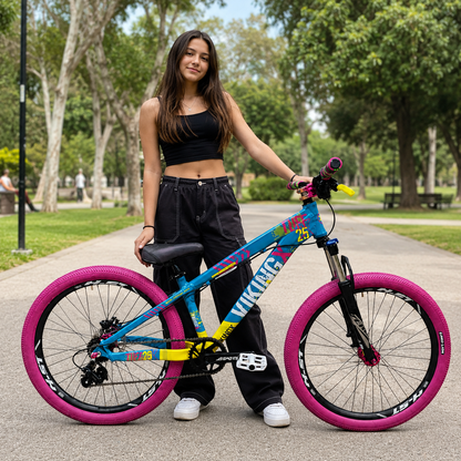 Bicicleta Viking Turquesa Amarillo Blanco Rosa 7V con Frenos Hidráulicos Nutt