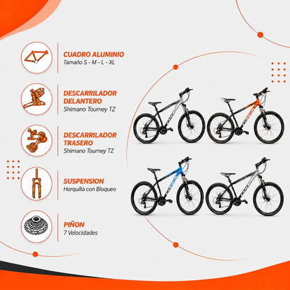 Bicicleta Oxea Riddich Aluminio 21 Velocidades Shimano
