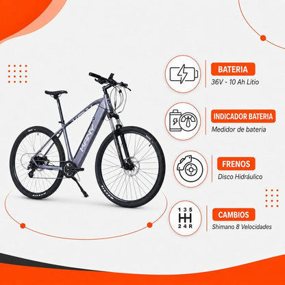 Bicicleta Eléctrica Kany EB-M290 Gris-Negro